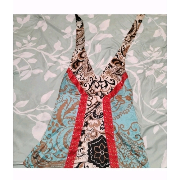 The Limited Tops - The Limited Red and Blue Paisley Blouse